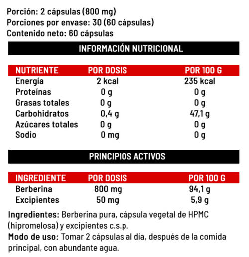 Berberina HCl Alta Pureza Calidad Premium