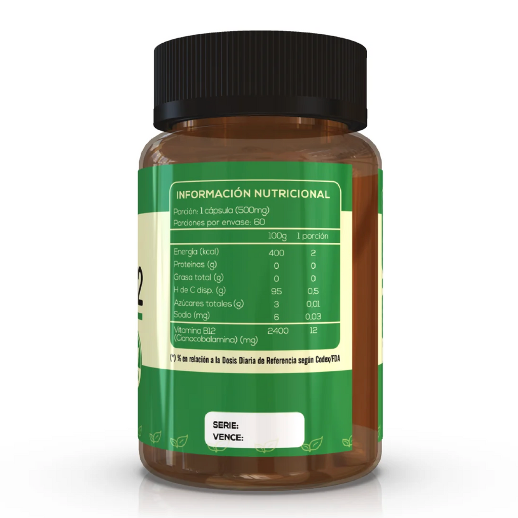 Vitamina B12 Vegan 60 Cápsulas.