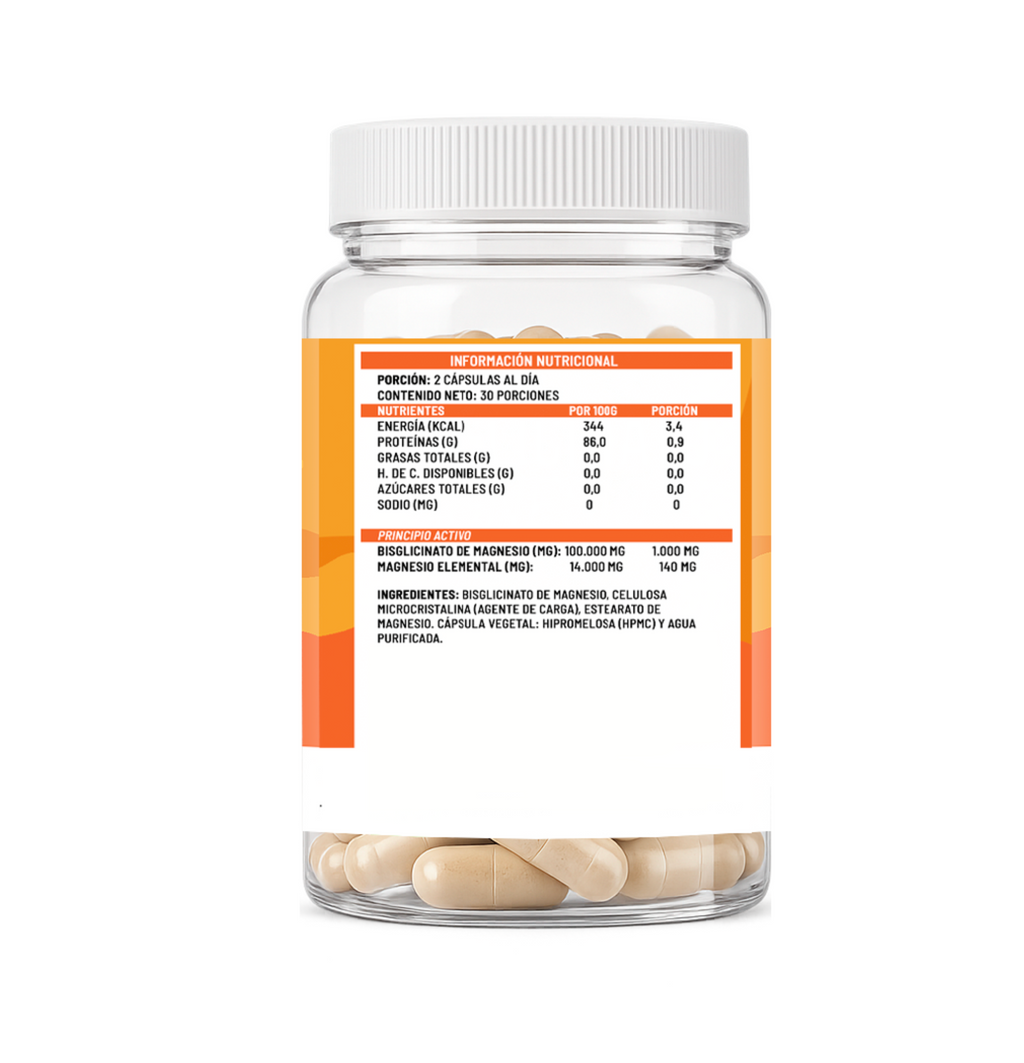 Bisglicinato de Magnesio 1000 mg – 60 Cápsulas