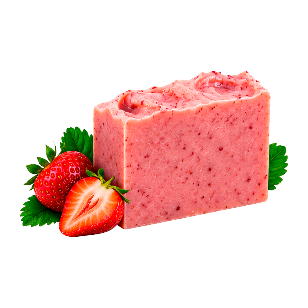 Jabon de Frutilla 100% Natural Hidratante Y Nutre, 100gr aprox